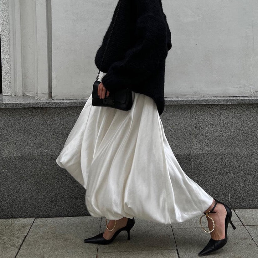 Alexine Valance Hem Flare Satin Skirts - 3 Colors