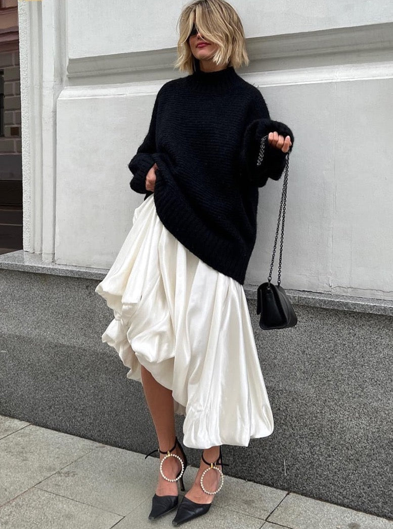 Alexine Valance Hem Flare Satin Skirts - 3 Colors