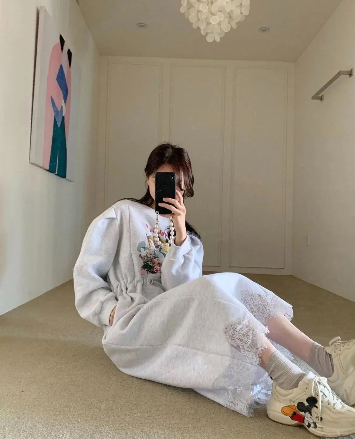 Alice Graphic Puff Sleeve Maxi Sweatshirt Dress