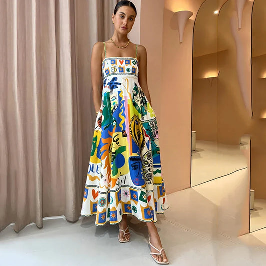 Alobee Women's Backless A-line Boho Dress