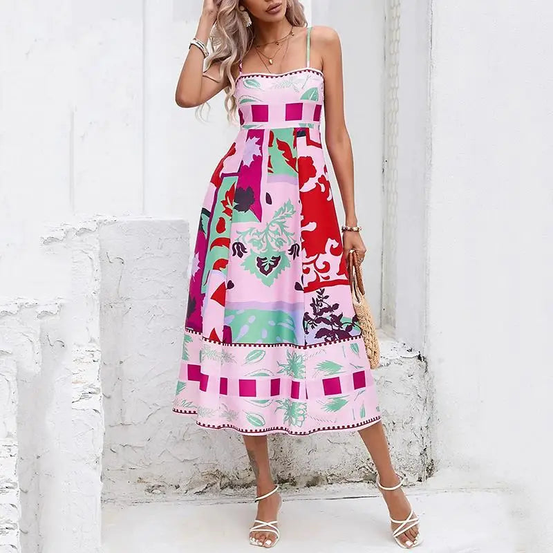 Alobee Women's Backless A-line Boho Dress