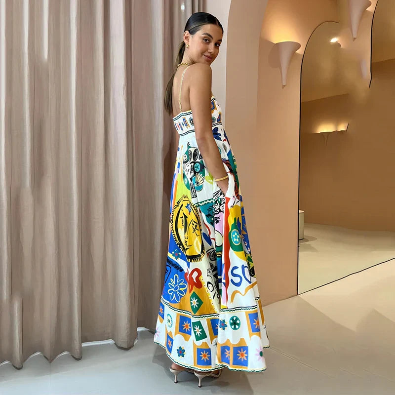 Alobee Women's Backless A-line Boho Dress