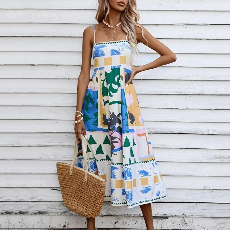 Alobee Women's Backless A-line Boho Dress