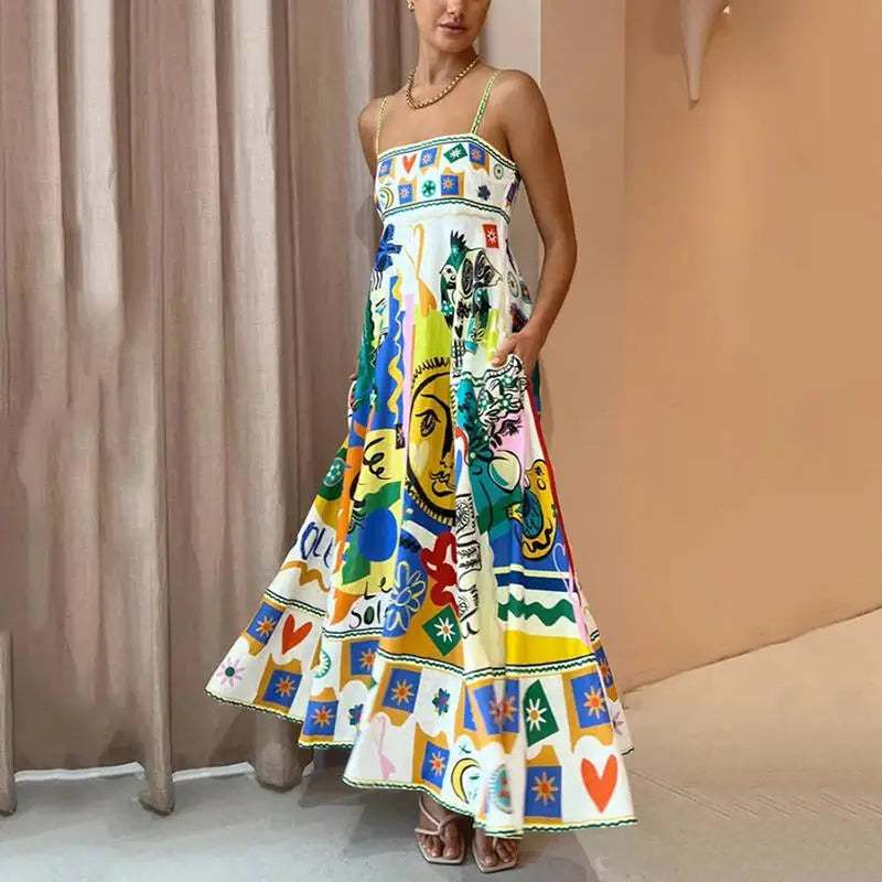 Alobee Women's Backless A-line Boho Dress