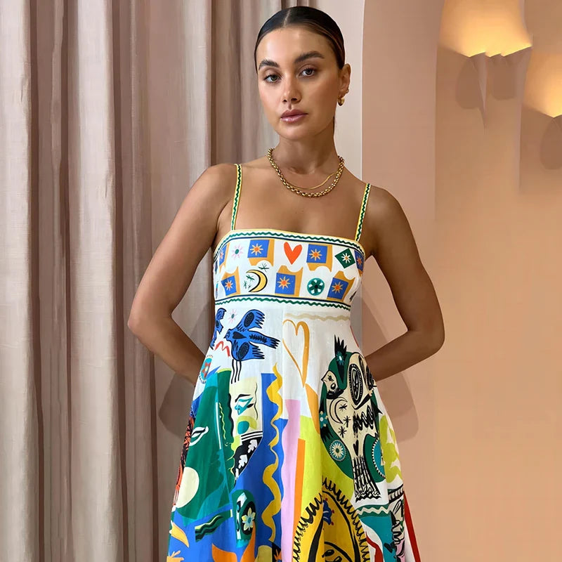 Alobee Women's Backless A-line Boho Dress