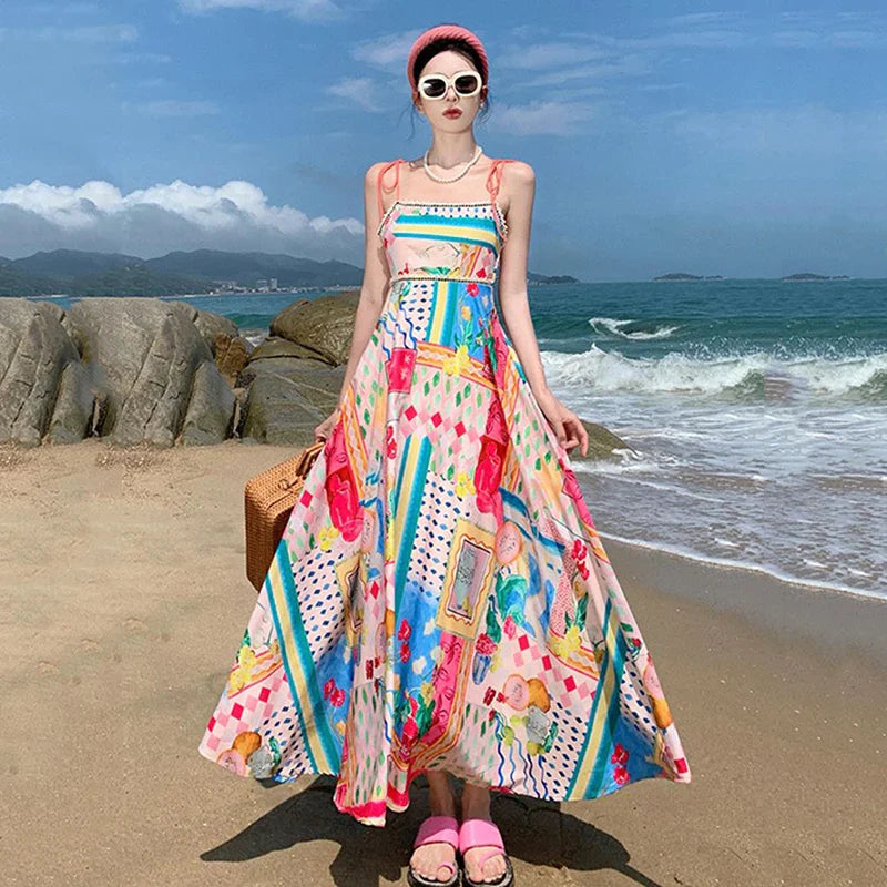 Alobee Women's Backless A-line Boho Dress