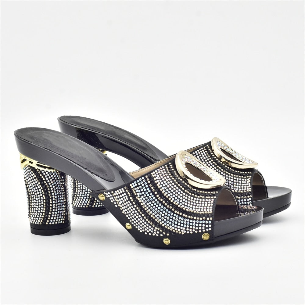 Amelie Crystal Sequin Mule Sandal Slippers