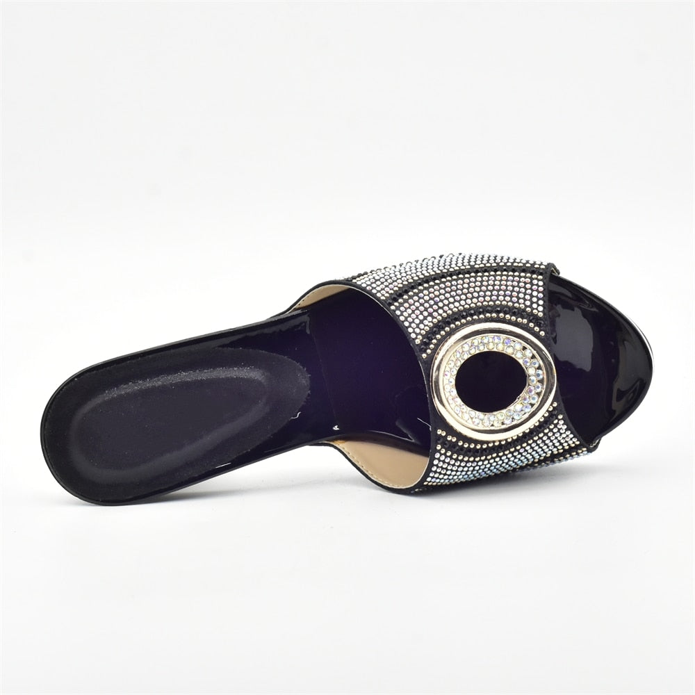 Amelie Crystal Sequin Mule Sandal Slippers