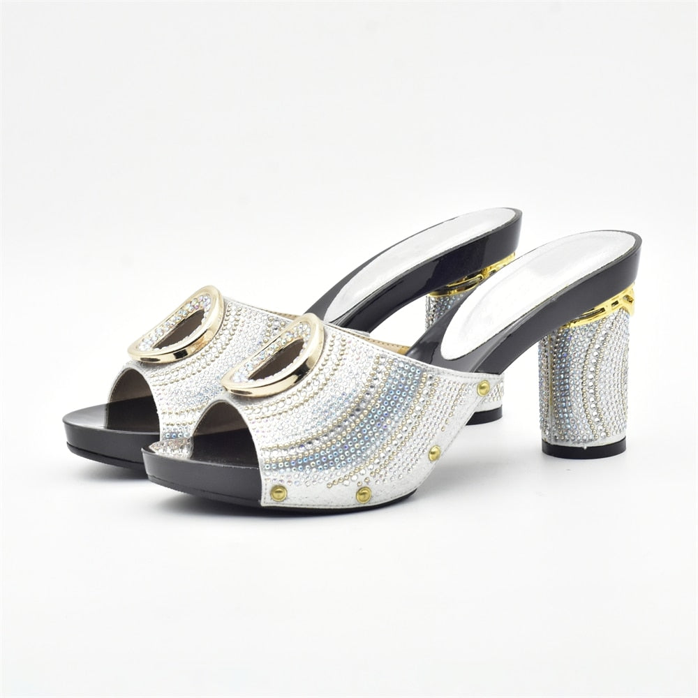 Amelie Crystal Sequin Mule Sandal Slippers