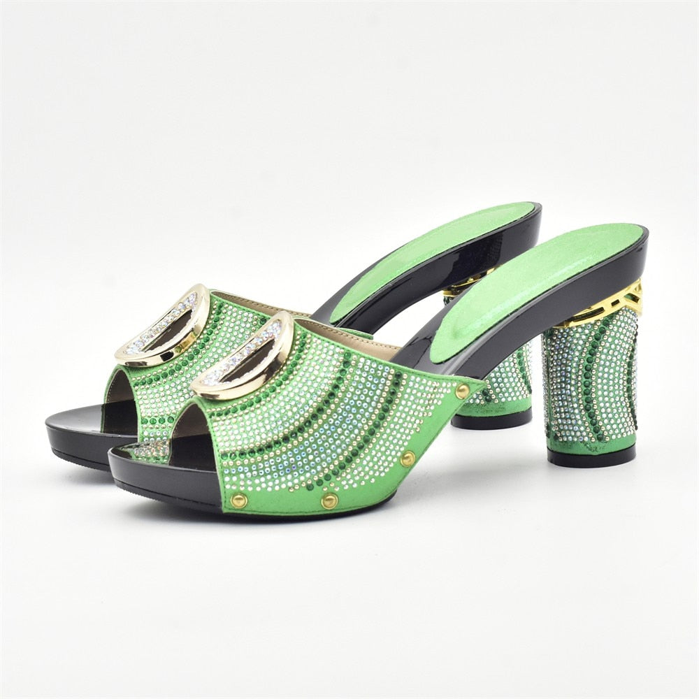 Amelie Crystal Sequin Mule Sandal Slippers