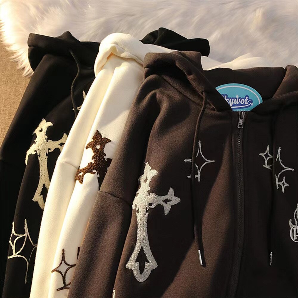 Gothic Street Embroidered Hoodie