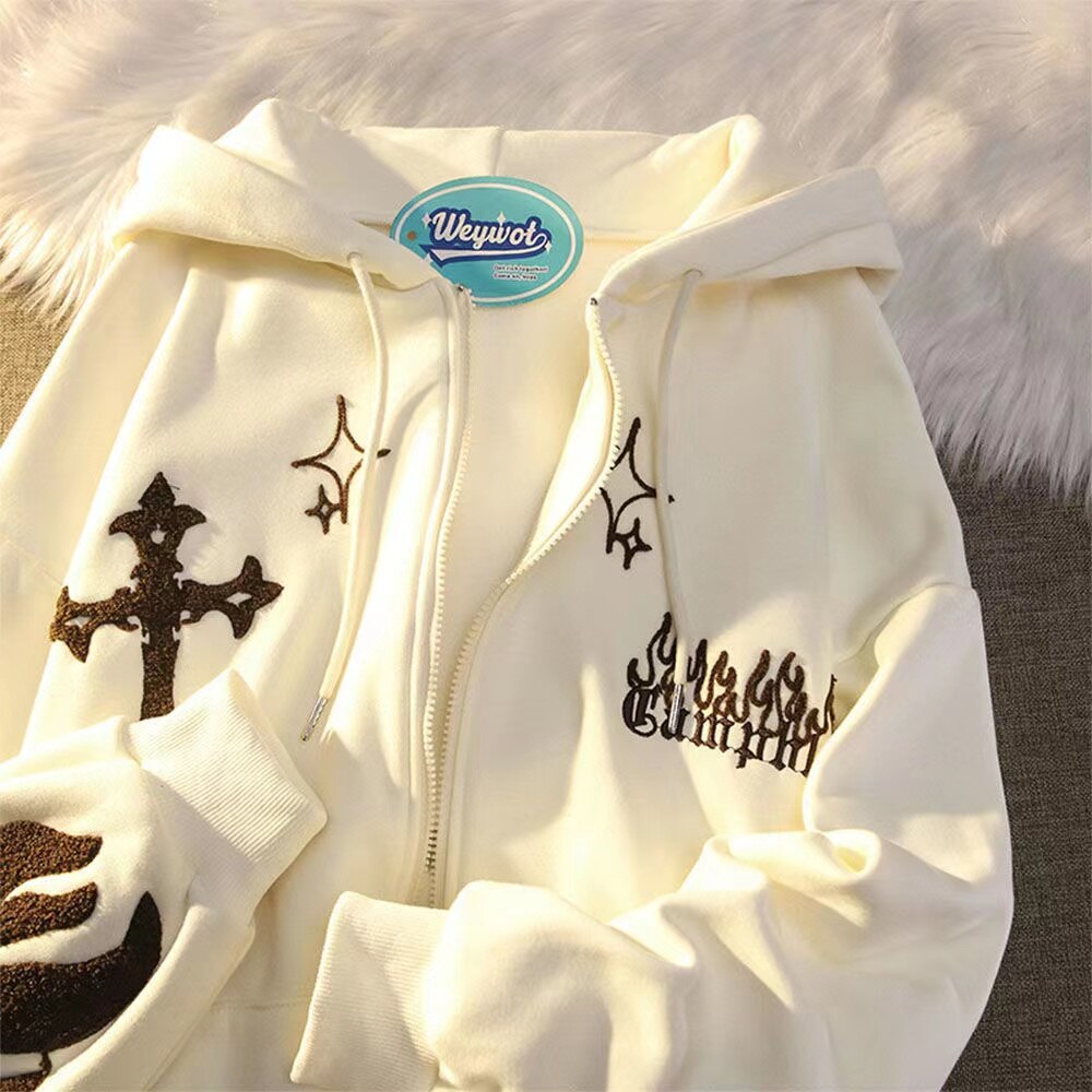 Gothic Street Embroidered Hoodie