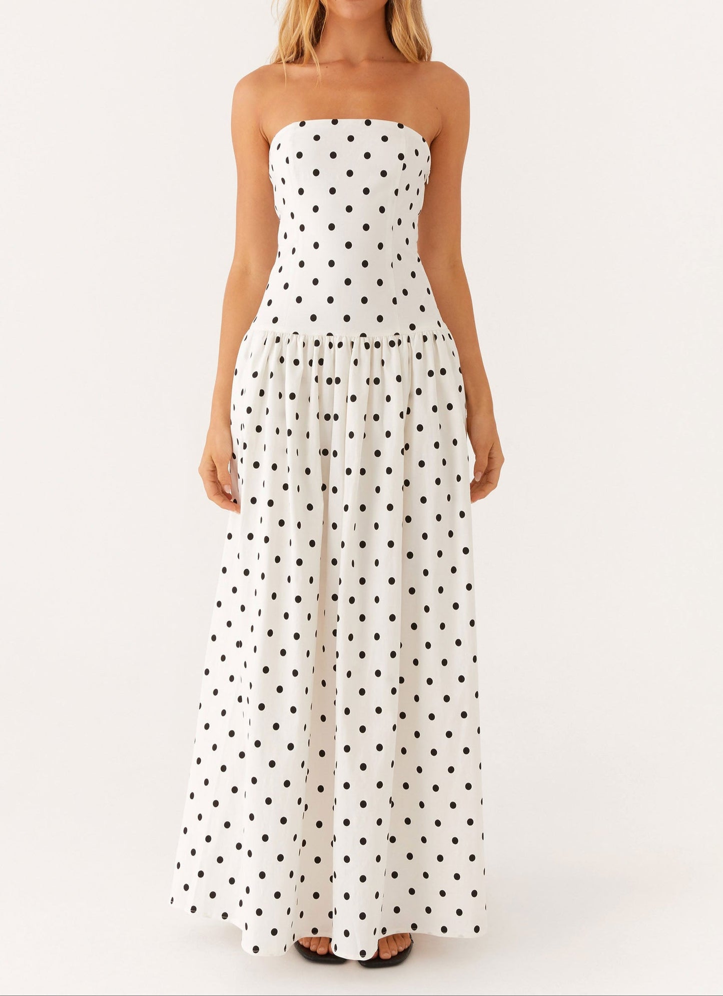 Jolanda Maxi Dress - White Polkadot