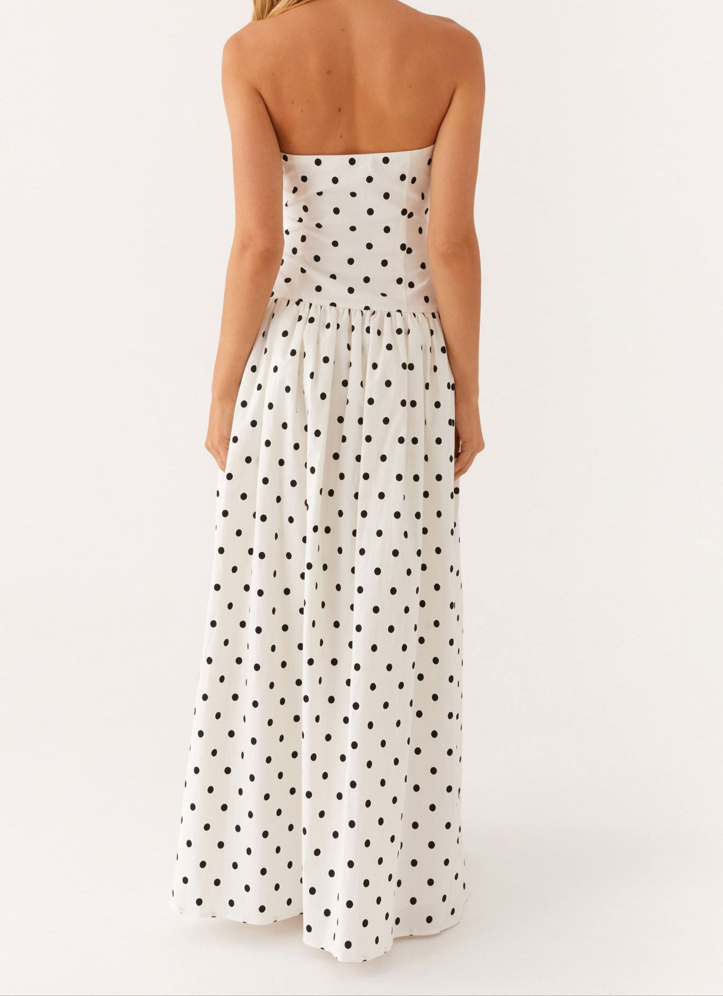 Jolanda Maxi Dress - White Polkadot
