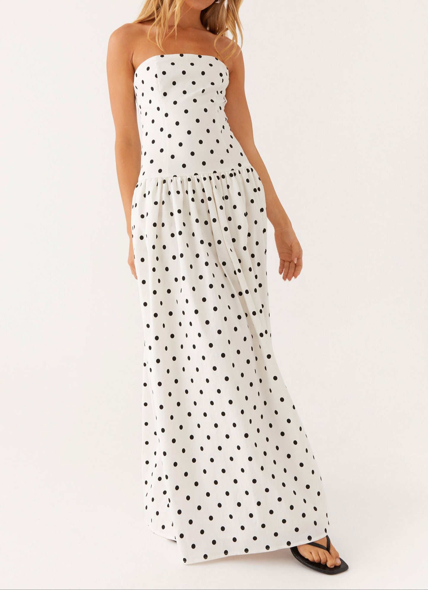 Jolanda Maxi Dress - White Polkadot
