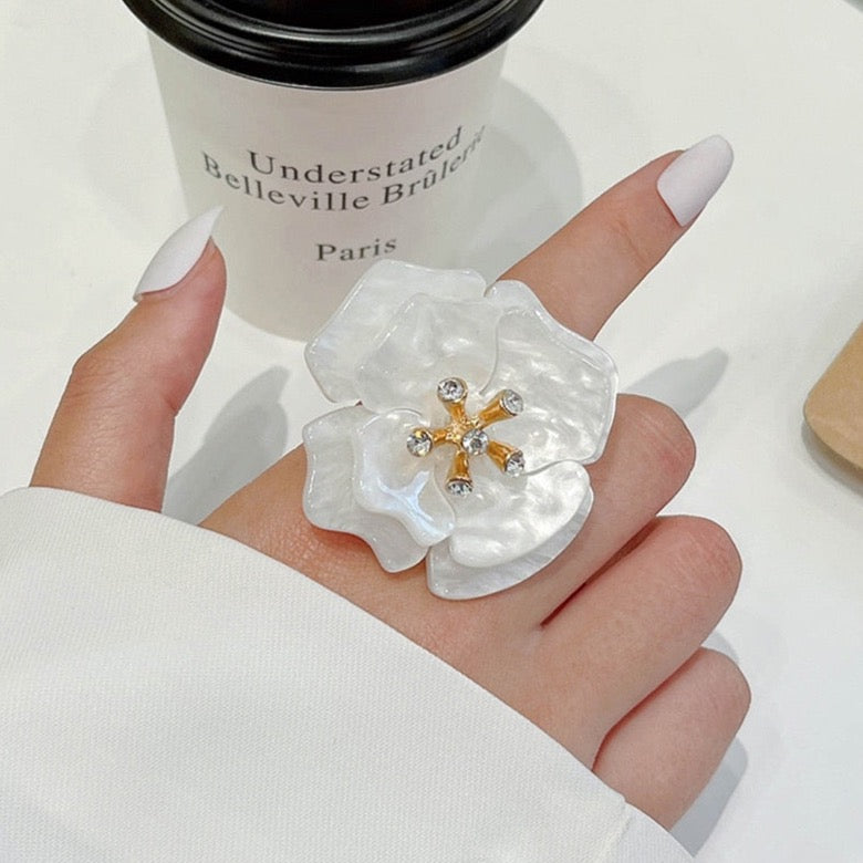 Anemone Resin Statement Flower Cocktail Rings - 11 colors