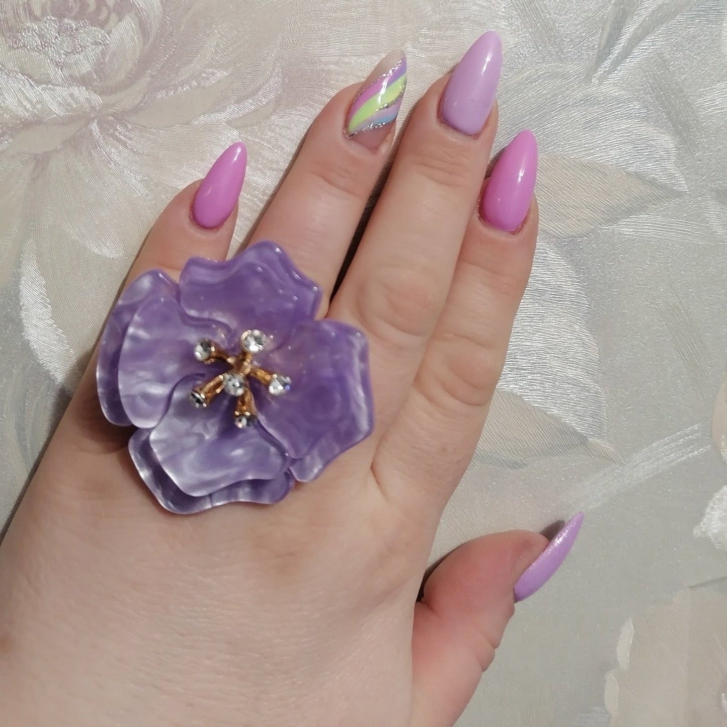 Anemone Resin Statement Flower Cocktail Rings - 11 colors
