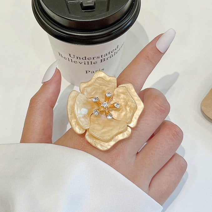 Anemone Resin Statement Flower Cocktail Rings - 11 colors