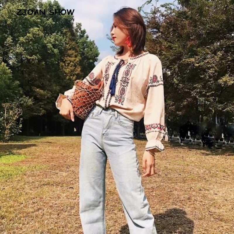 Angkasa Folk Embroidery Tassel Blouse - 3 Colors