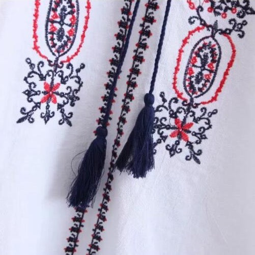 Angkasa Folk Embroidery Tassel Blouse - 3 Colors