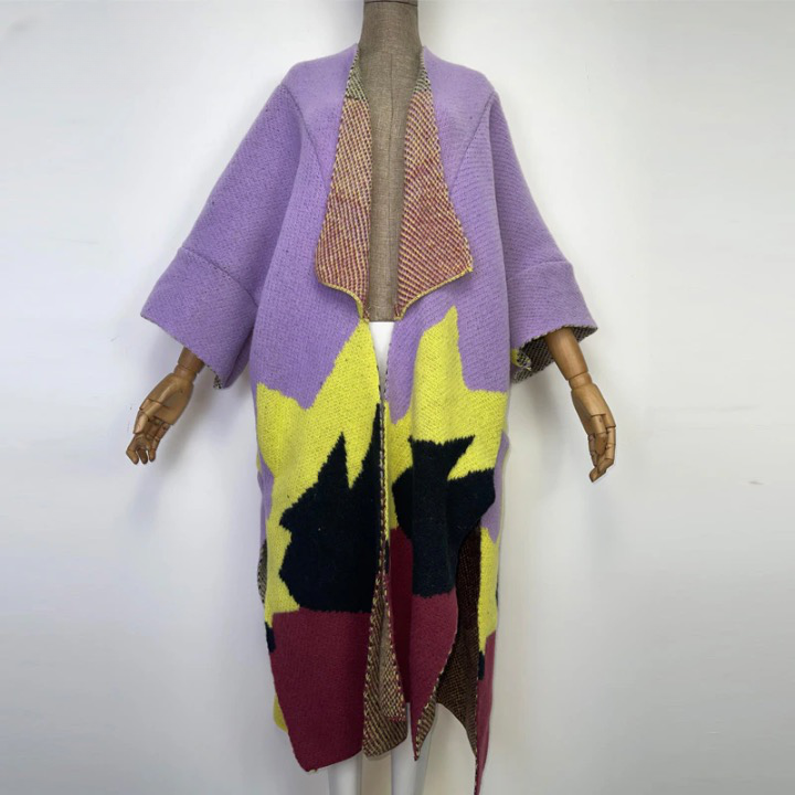 Aniela Color Patchworks Wool Blanket Coats - 7 Colors