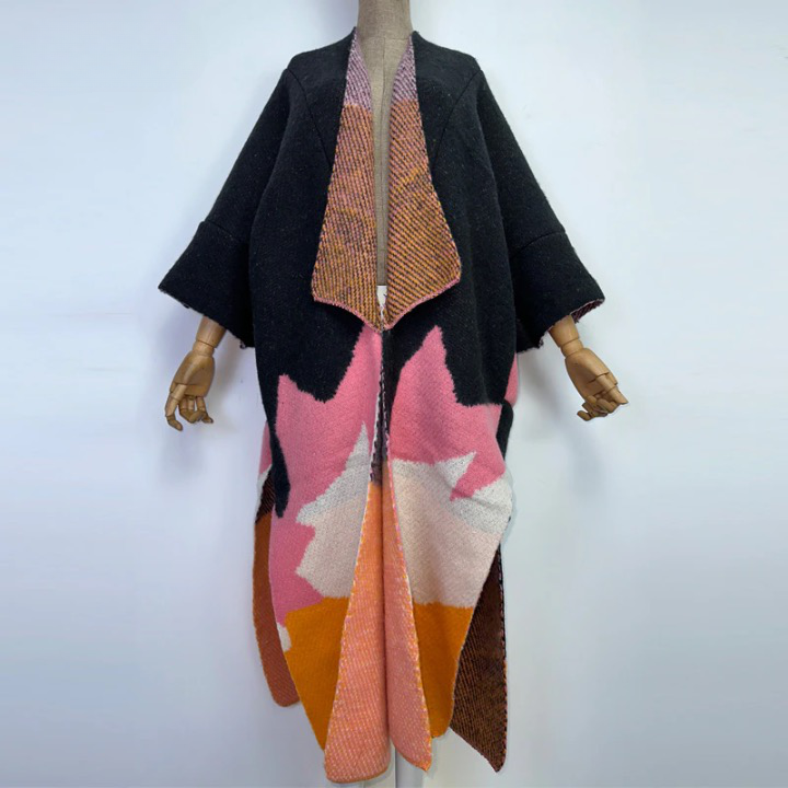 Aniela Color Patchworks Wool Blanket Coats - 7 Colors