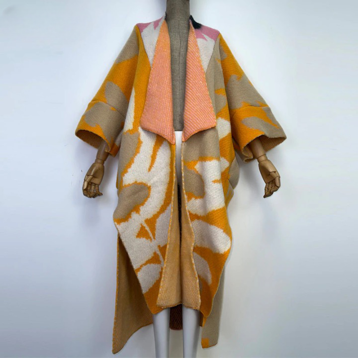 Aniela Color Patchworks Wool Blanket Coats - 7 Colors