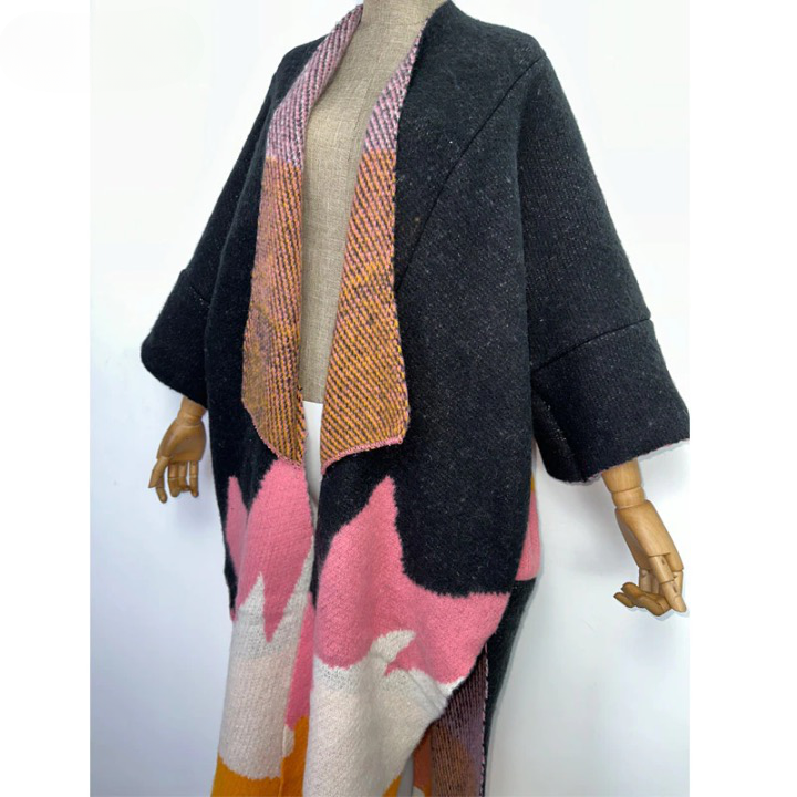 Aniela Color Patchworks Wool Blanket Coats - 7 Colors