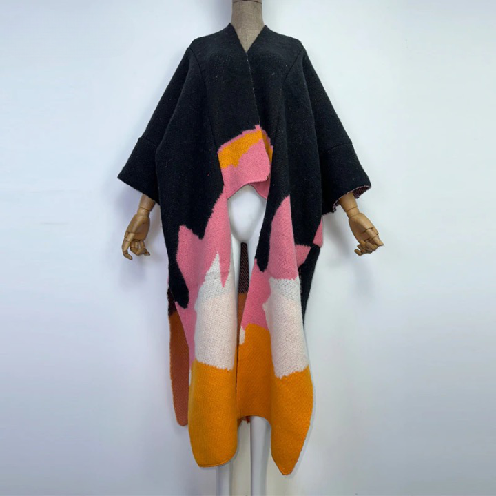 Aniela Color Patchworks Wool Blanket Coats - 7 Colors