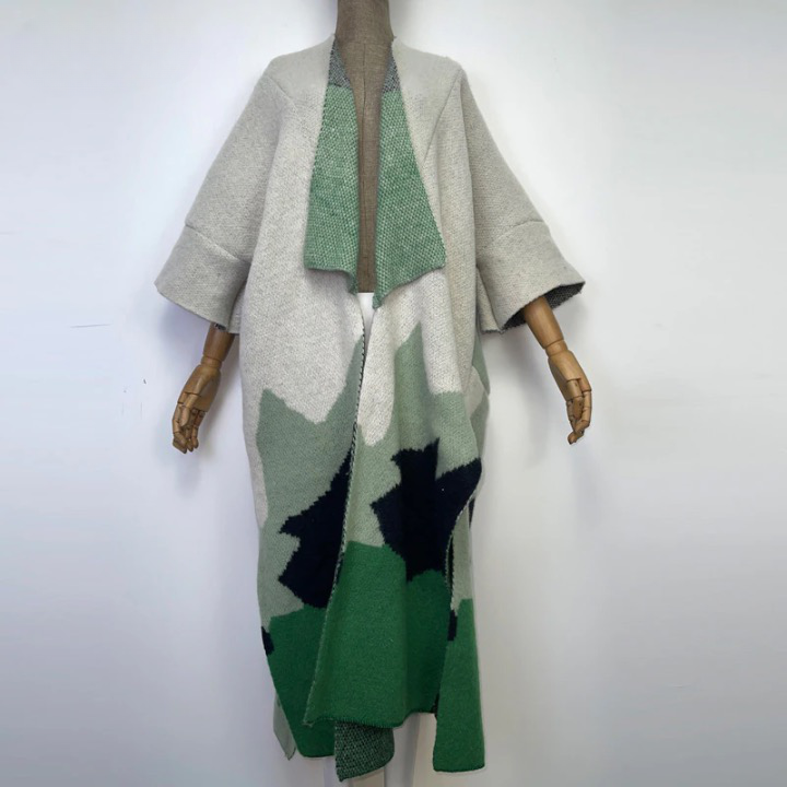 Aniela Color Patchworks Wool Blanket Coats - 7 Colors