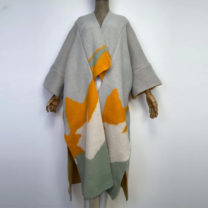 Aniela Color Patchworks Wool Blanket Coats - 7 Colors