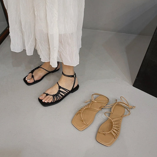 Anka Side Wrap Gladiator Slipper Sandals - 2 Colors