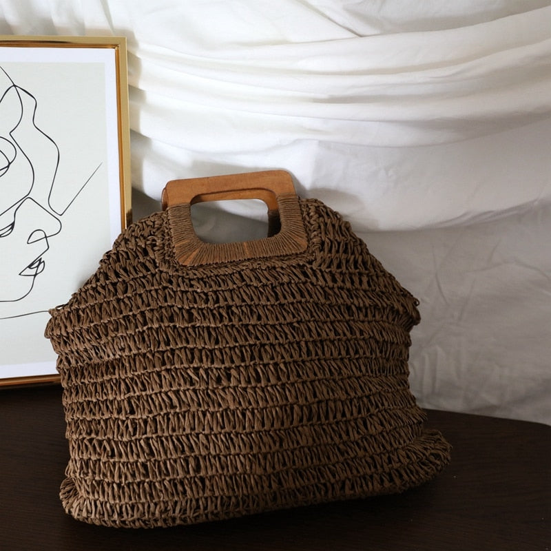 Annabelle Square Straw Shopper Bags - 2 Colors