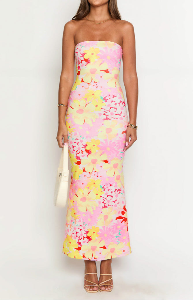 Barbarella Strawberry Girl Print Maxi Dress