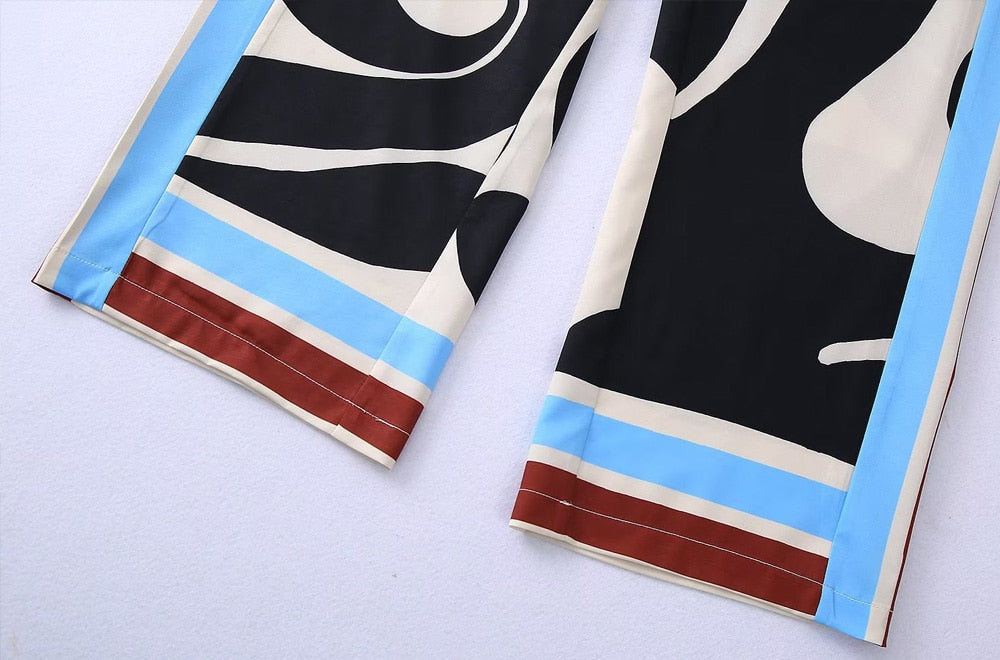 Art Prints Tunic Top / Wide Leg Pants