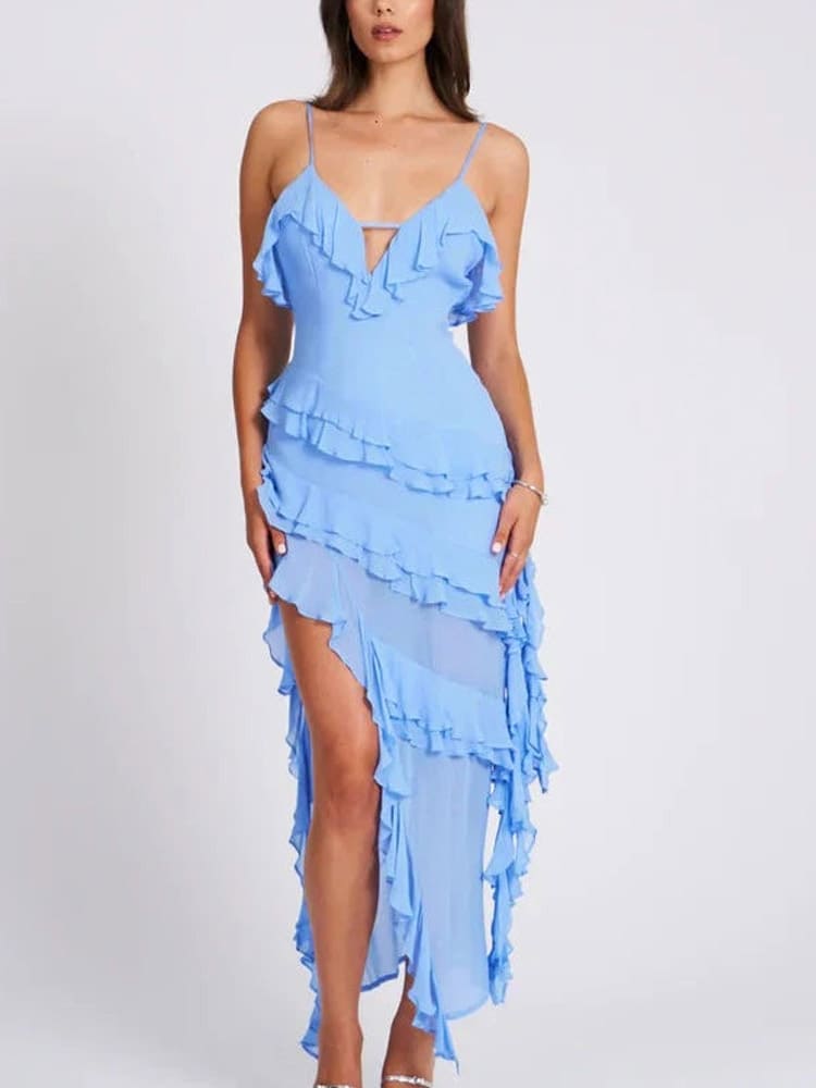 Something Blue Ruffle Dress