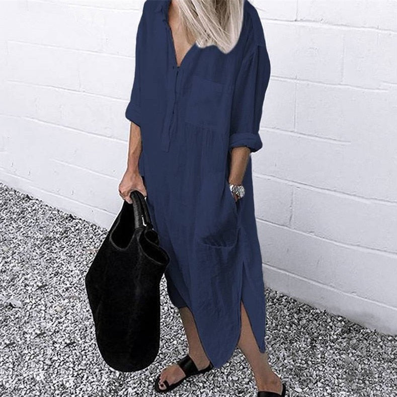 Arya Washed Cotton Casual Shirt Dress