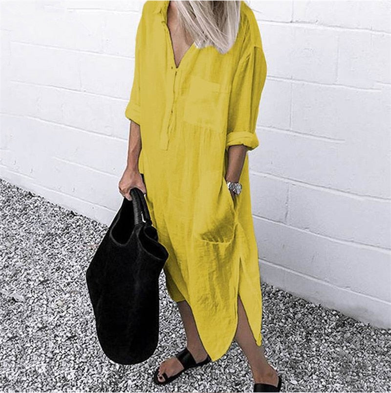 Arya Washed Cotton Casual Shirt Dress