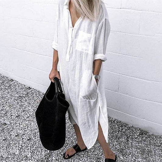 Arya Washed Cotton Casual Shirt Dress