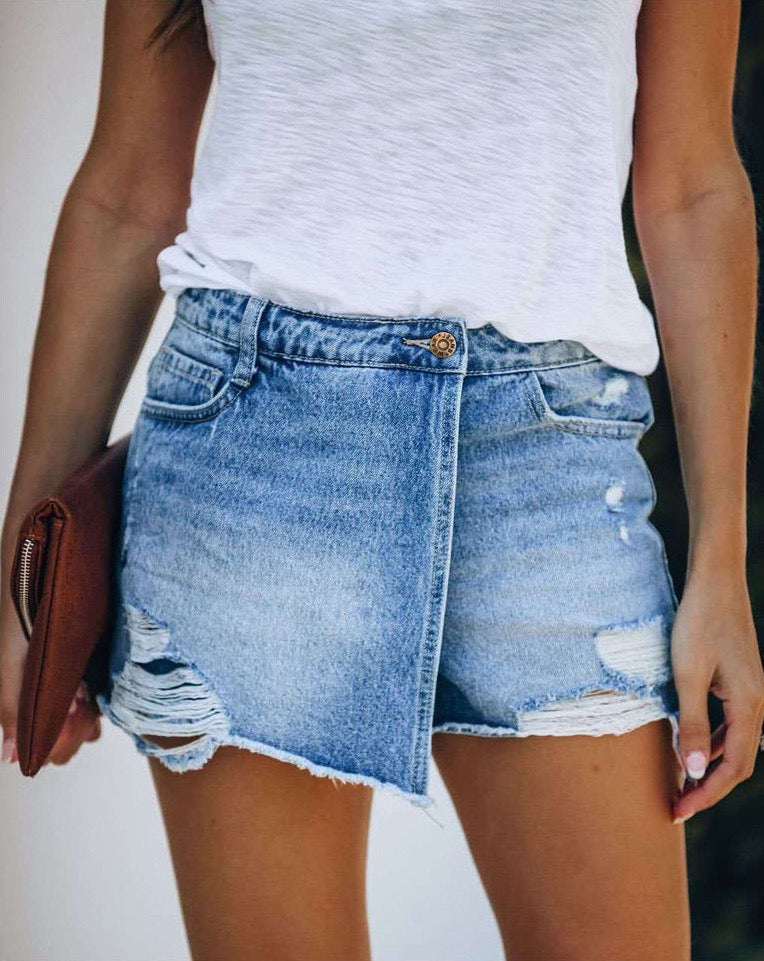 Ashley Distressed Denim Skorts