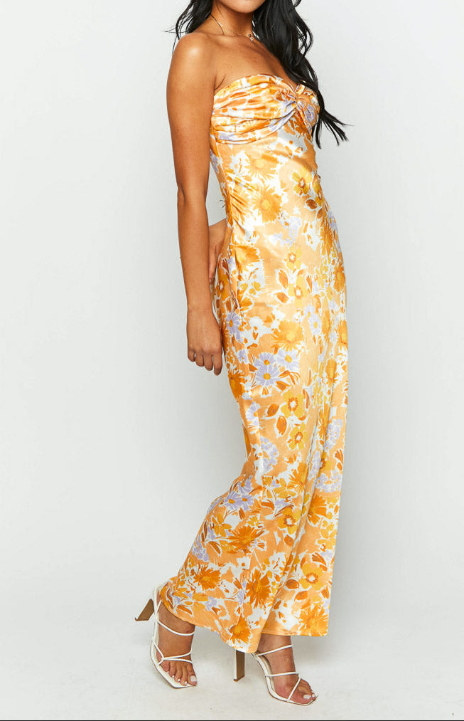 Armani Orange Floral Formal Maxi Dress