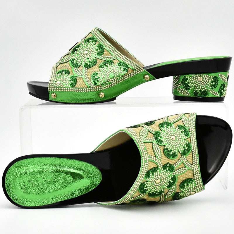 Aura Flower Sequin Mule Sandal Slippers