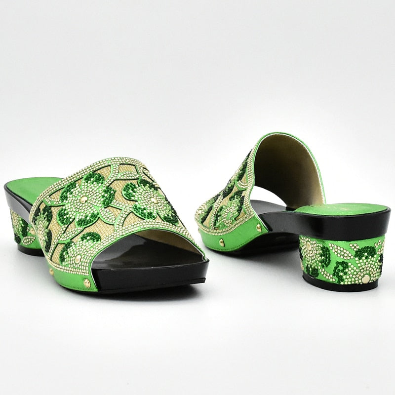 Aura Flower Sequin Mule Sandal Slippers