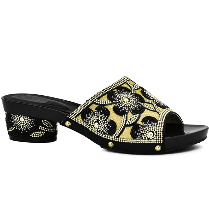 Aura Flower Sequin Mule Sandal Slippers