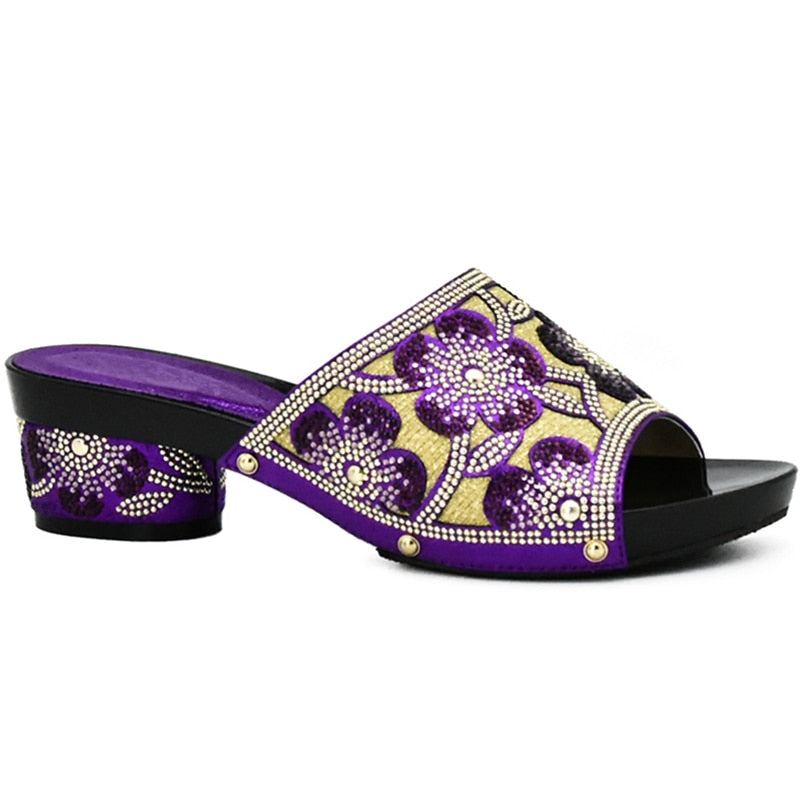 Aura Flower Sequin Mule Sandal Slippers
