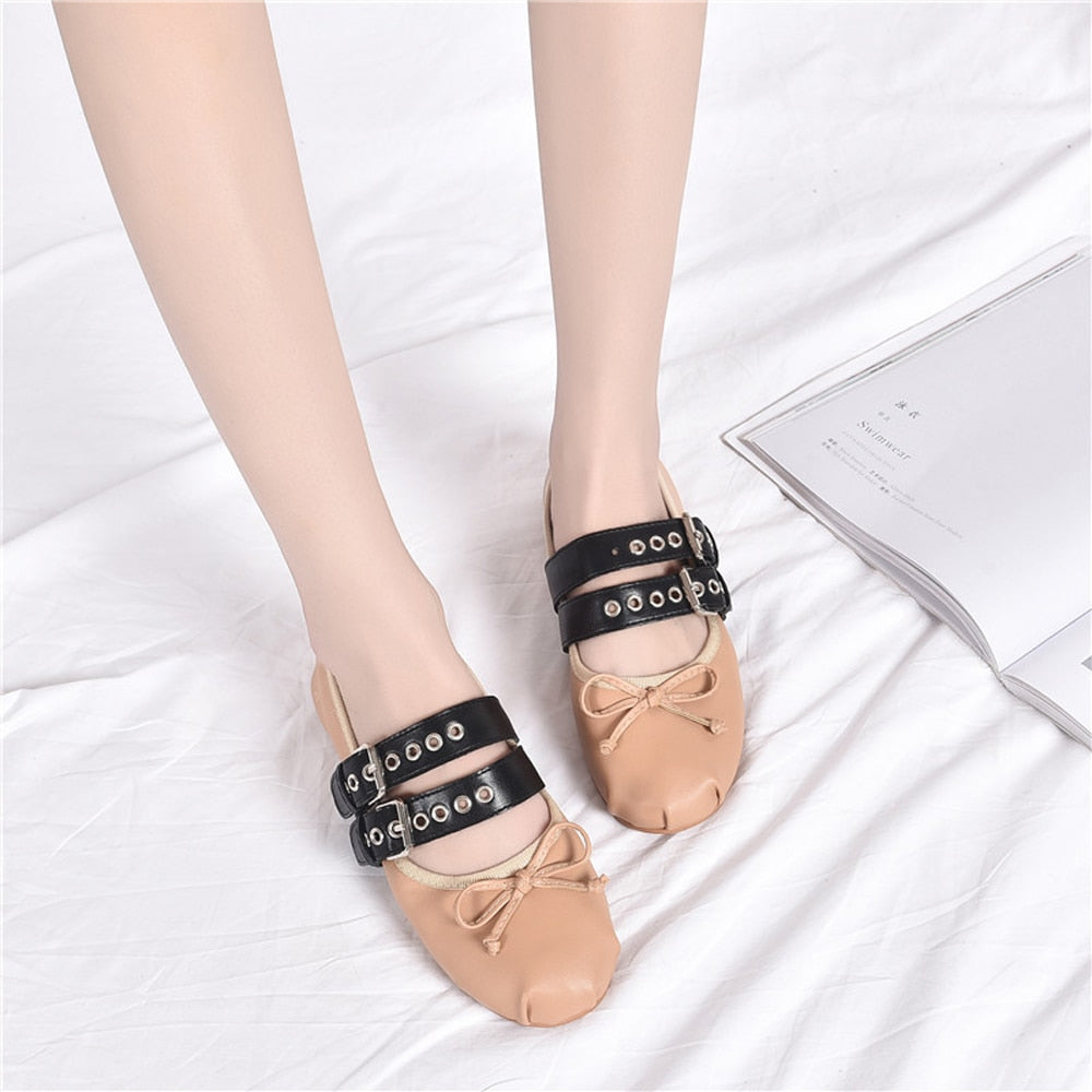 Aurelia Buckle Strap Ballet Flats - Black 39 / US 8-8.5