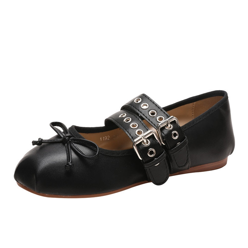 Aurelia Buckle Strap Ballet Flats - Black 39 / US 8-8.5