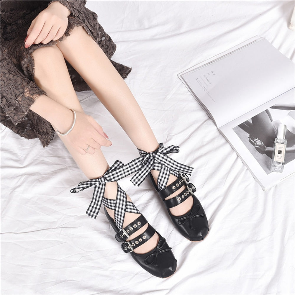 Aurelia Buckle Strap Ballet Flats - Black 39 / US 8-8.5