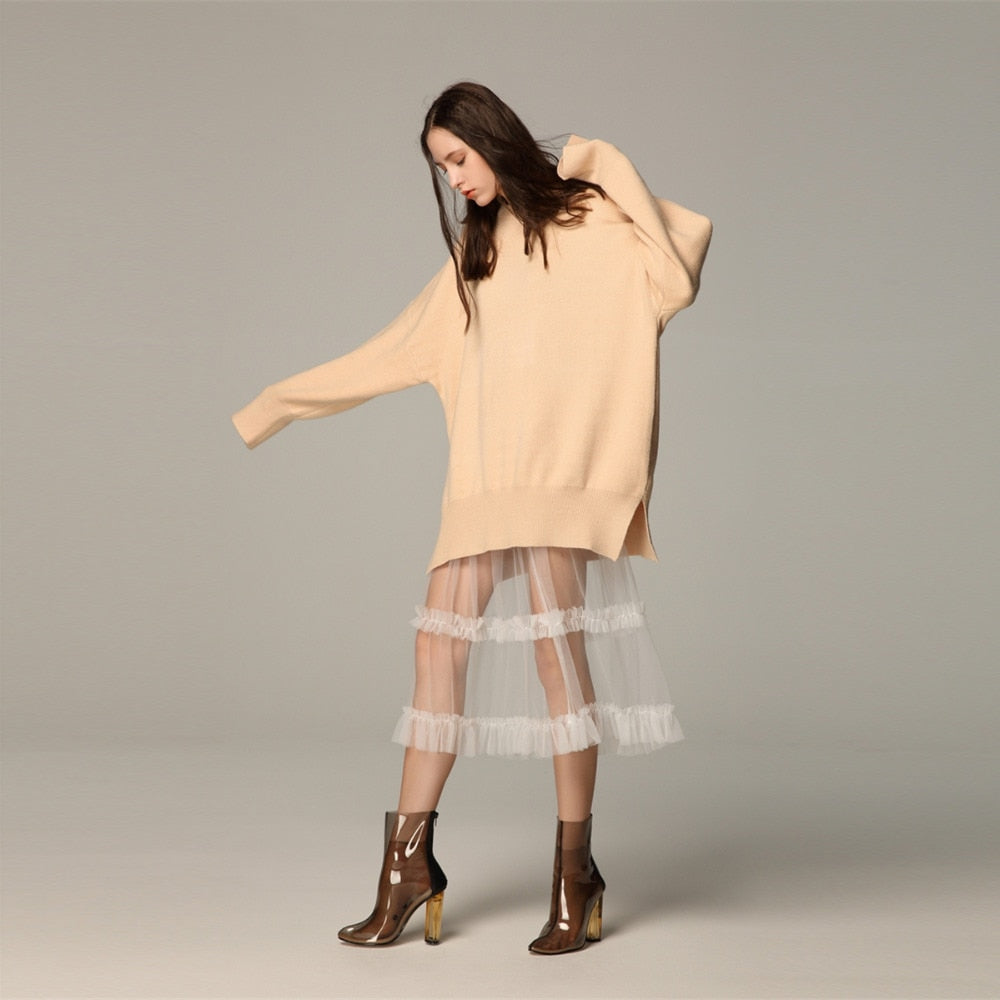 Aurelia Lace and Tulle Midi Skirt