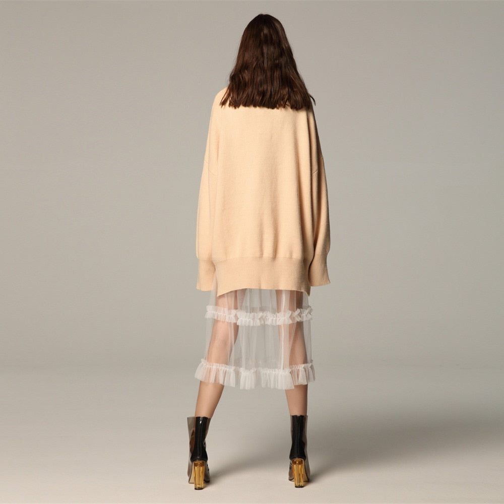 Aurelia Lace and Tulle Midi Skirt